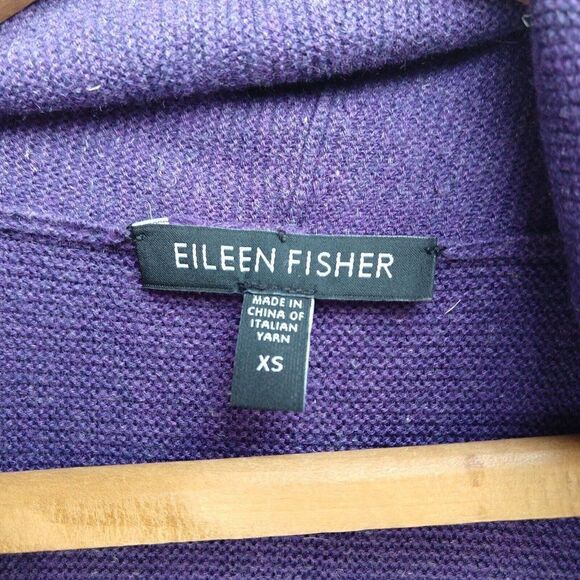 Eileen Fisher Purple Cocoon Open Front Cardigan Size XS Cotton Viscose Linen - Picture 6 of 8